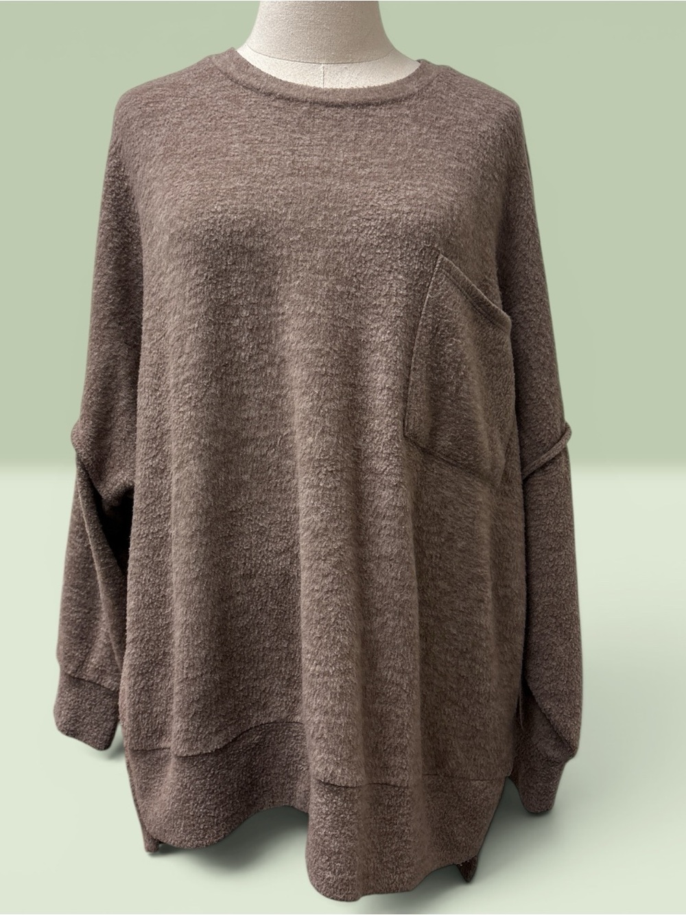 *LIKE NEW* Zenana Outfitters Relaxed Crewneck Sweater - Taupe Brown